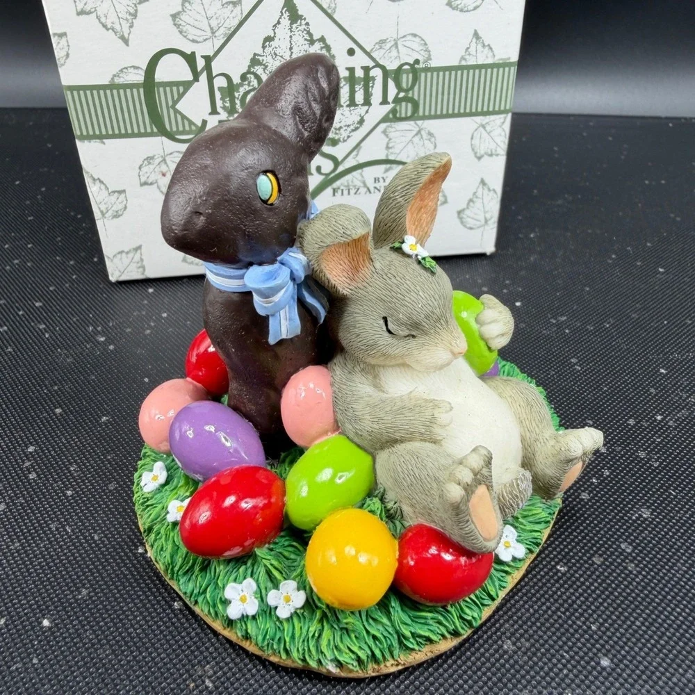 Fitz and Floyd Charming Tails Sweet Dreams Bunny Easter Egg Figurine New w Box